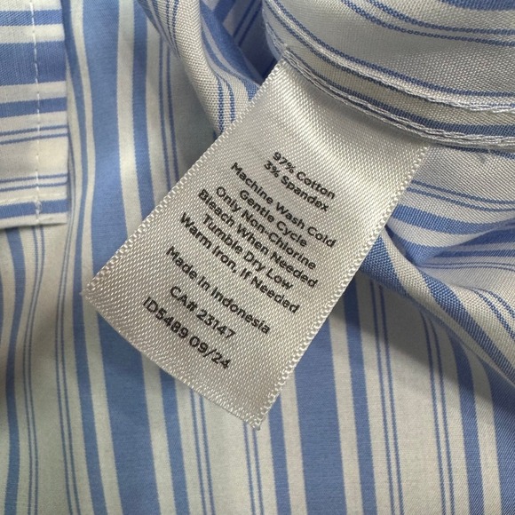 Talbots Plus Women's Blue White Stripe Non Iron Button Down Shirt X - Picture 5 of 6